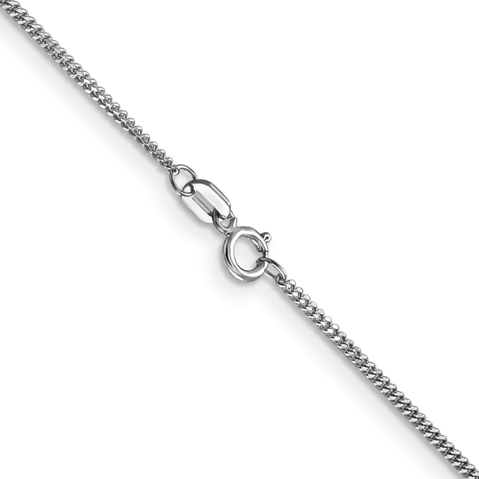 14K White Gold 24 Inch 1.4mm Curb With Spring Ring Clasp Pendant Chain Necklace