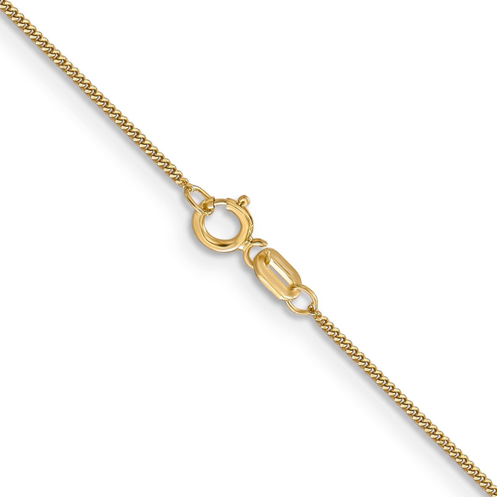 14K Yellow Gold 24 Inch .9mm Curb With Spring Ring Clasp Pendant Chain Necklace