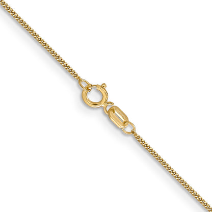 14K Yellow Gold 24 Inch .9mm Curb With Spring Ring Clasp Pendant Chain Necklace