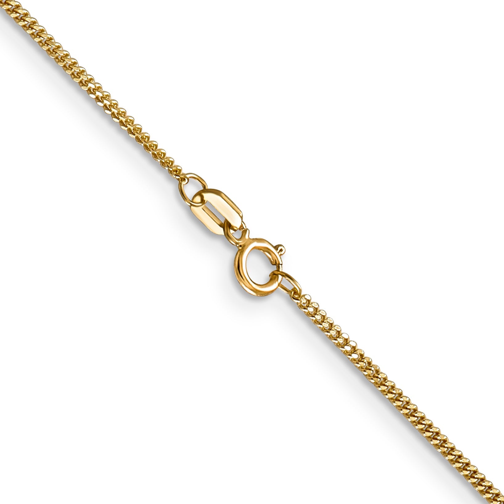 14K Yellow Gold 20 Inch 1.4mm Curb With Spring Ring Clasp Pendant Chain Necklace