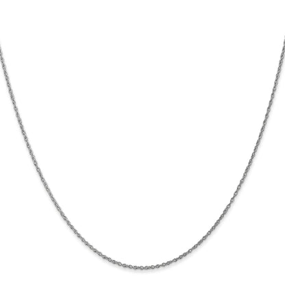 14K White Gold .8mm Light Baby Rope With Spring Ring Clasp Chain Necklace