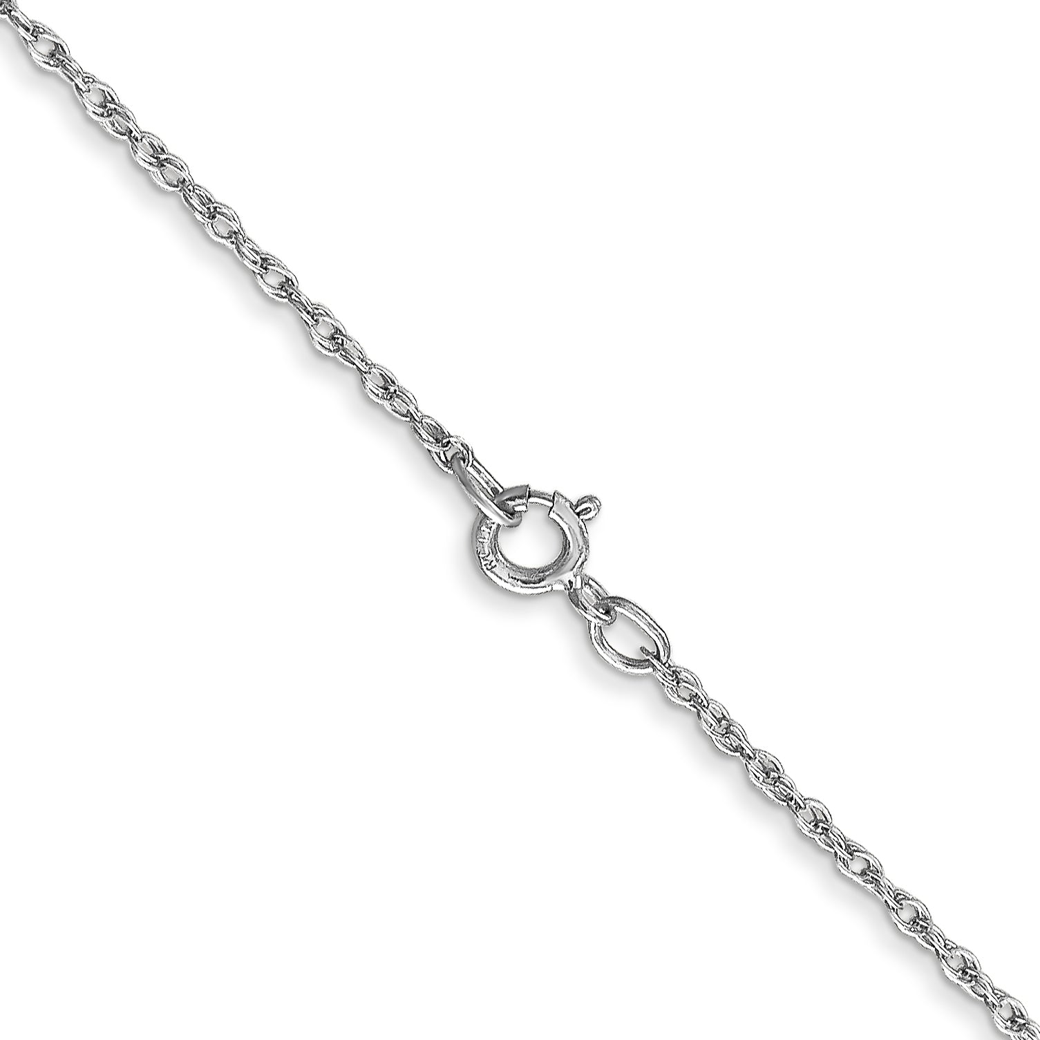 14K White Gold .8mm Light Baby Rope With Spring Ring Clasp Chain Necklace