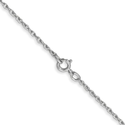14K White Gold .8mm Light Baby Rope With Spring Ring Clasp Chain Necklace