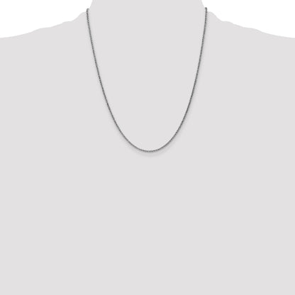 14K White Gold .8mm Light Baby Rope With Spring Ring Clasp Chain Necklace