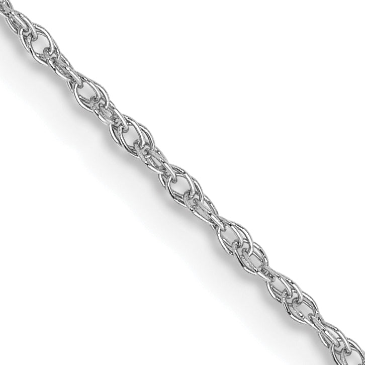 14K White Gold .8mm Light Baby Rope With Spring Ring Clasp Chain Necklace