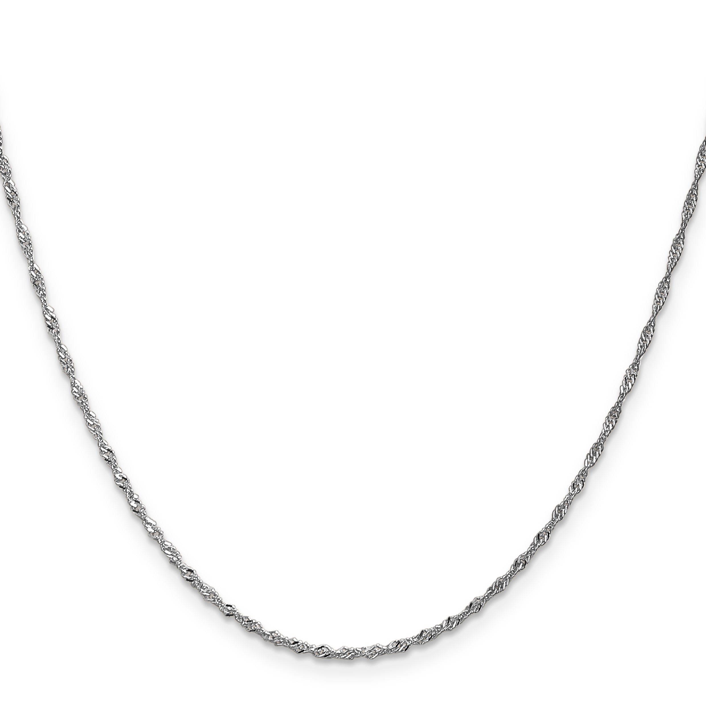 14K White Gold 14 Inch 1.4mm Singapore With Spring Ring Clasp Chain Necklace