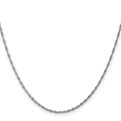 14K White Gold 22 Inch 1.4mm Singapore With Spring Ring Clasp Chain Necklace