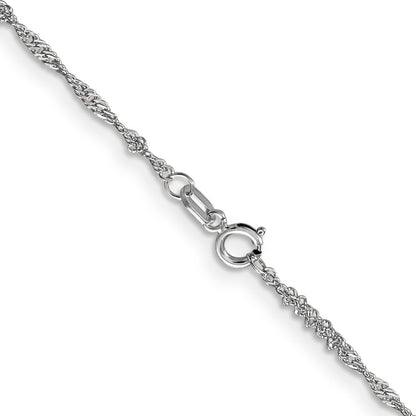 14K White Gold 14 Inch 1.4mm Singapore With Spring Ring Clasp Chain Necklace