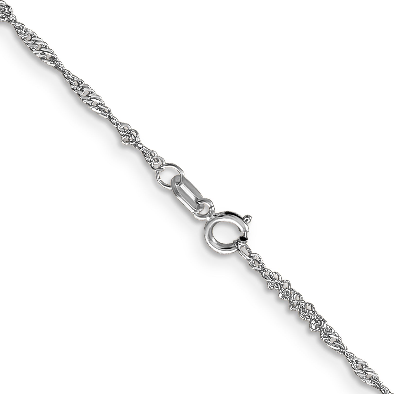 14K White Gold 22 Inch 1.4mm Singapore With Spring Ring Clasp Chain Necklace