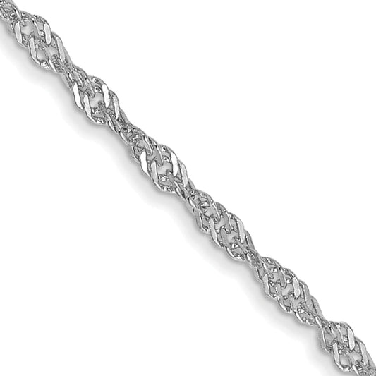 14K White Gold 30 Inch 1.4mm Singapore With Spring Ring Clasp Chain Necklace