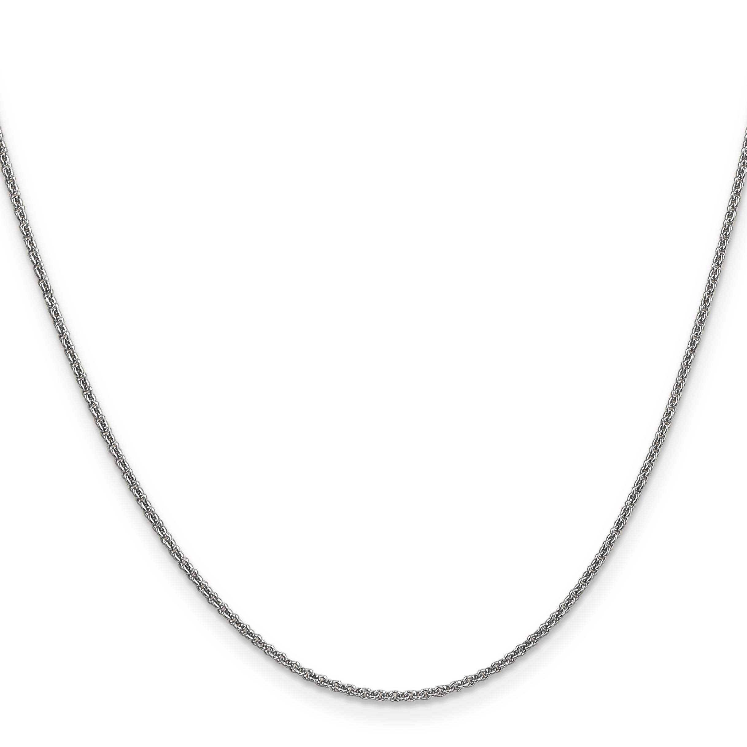 14K White Gold 1.4mm Round Open Link Cable With Lobster Clasp Chain Necklace