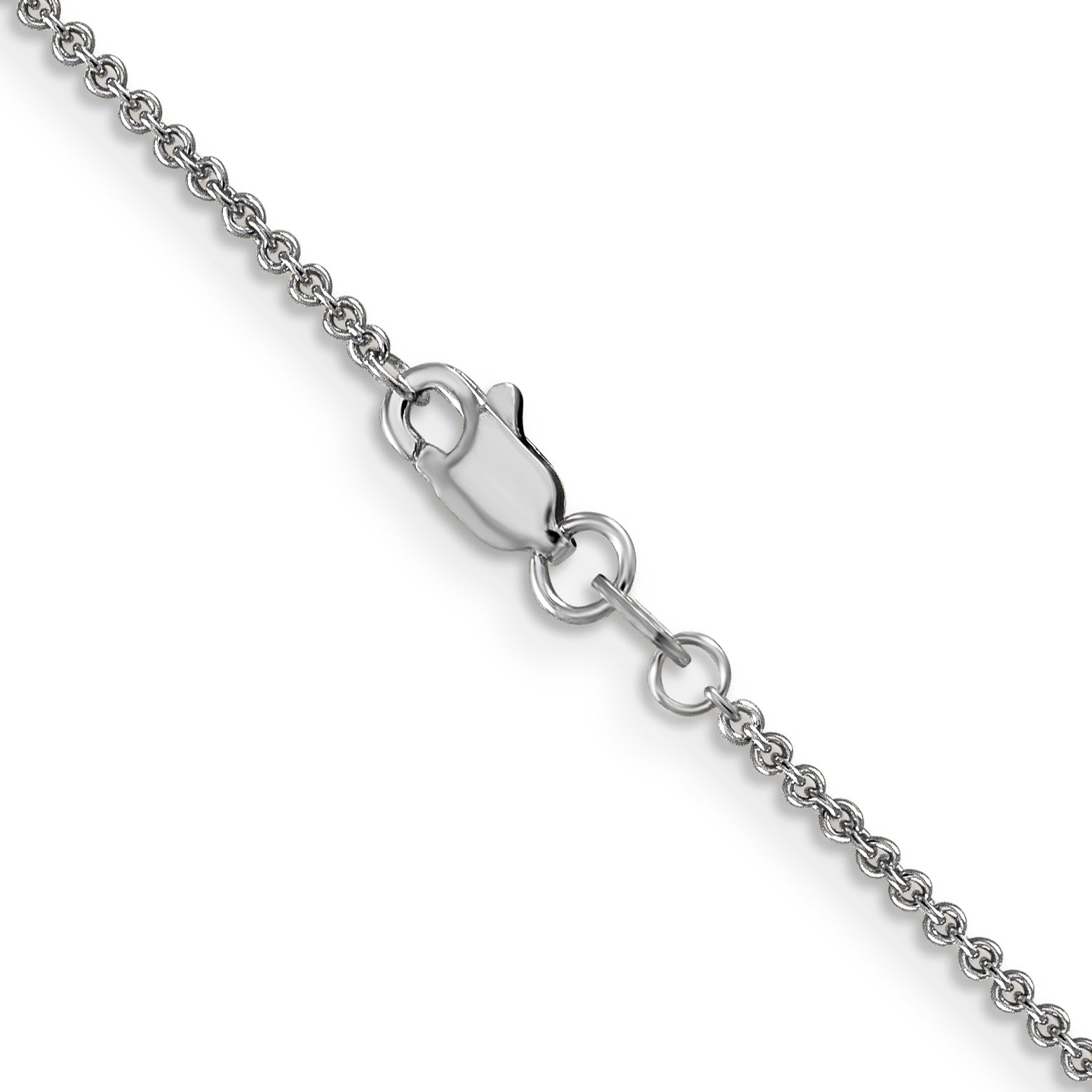 14K White Gold 1.4mm Round Open Link Cable With Lobster Clasp Chain Necklace