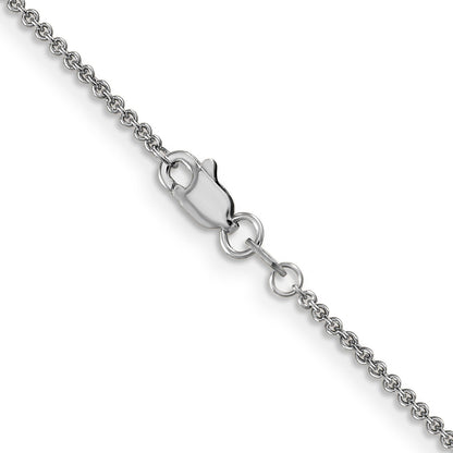 14K White Gold 1.4mm Round Open Link Cable With Lobster Clasp Chain Necklace