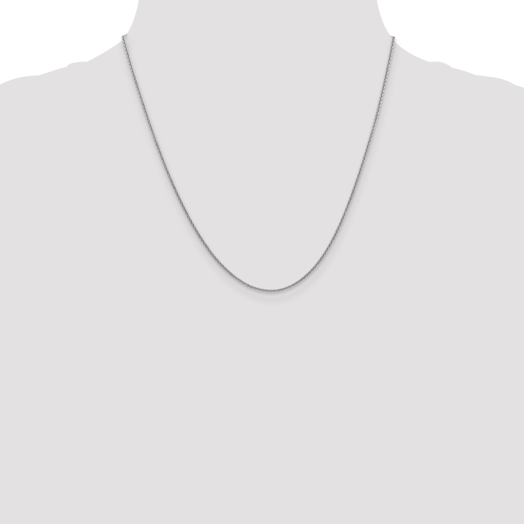 14K White Gold 1.4mm Round Open Link Cable With Lobster Clasp Chain Necklace
