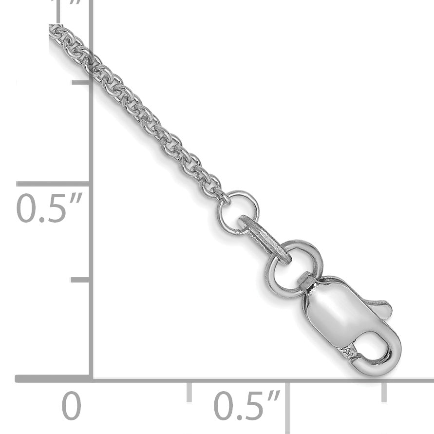 14K White Gold 1.4mm Round Open Link Cable With Lobster Clasp Chain Anklet