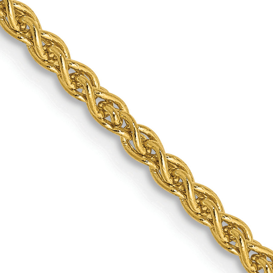 14K Yellow Gold 20 Inch 2.1mm Spiga With Lobster Clasp Chain Necklace