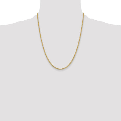 14K Yellow Gold 22 Inch 2.8mm Spiga With Lobster Clasp Chain Necklace