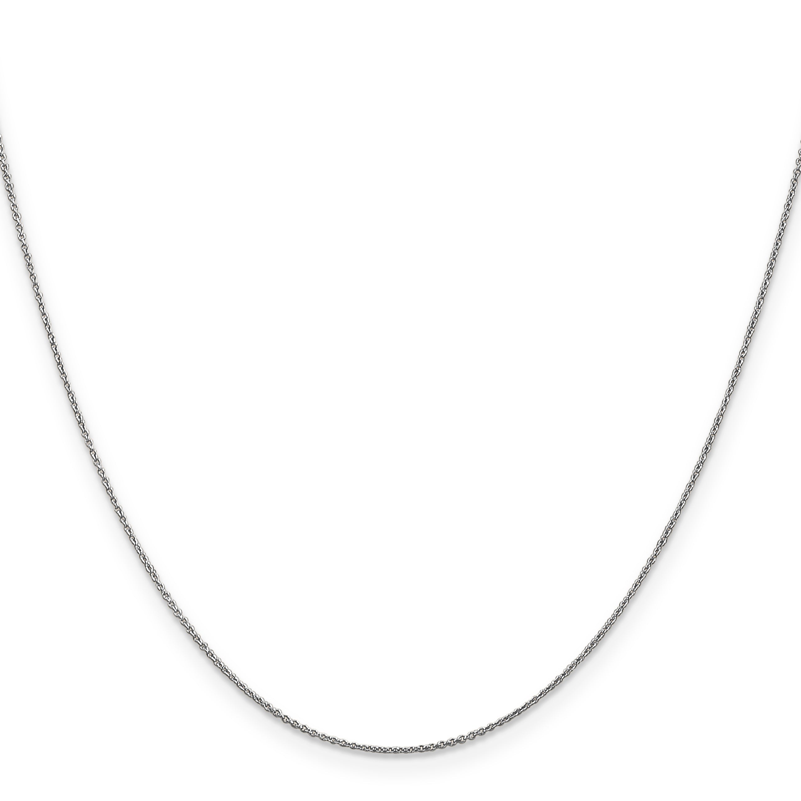 14K White Gold 20 Inch .75mm Cable With Spring Ring Clasp Pendant Chain Necklace
