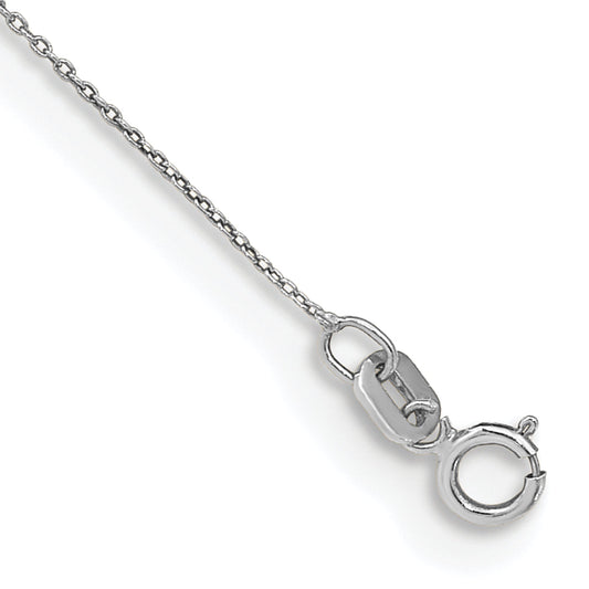 14K White Gold 10 Inch .75mm Cable With Spring Ring Clasp Anklet