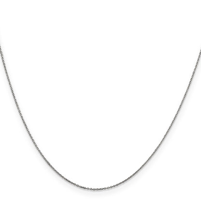 14K White Gold 14 Inch .6mm Diamond-Cut Round Open Link Cable With Spring Ring Clasp Chain Necklace