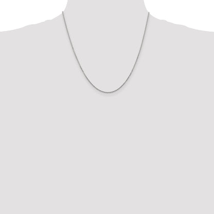 14K White Gold 20 Inch 1.45mm Diamond-Cut Cable With Lobster Clasp Chain Necklace