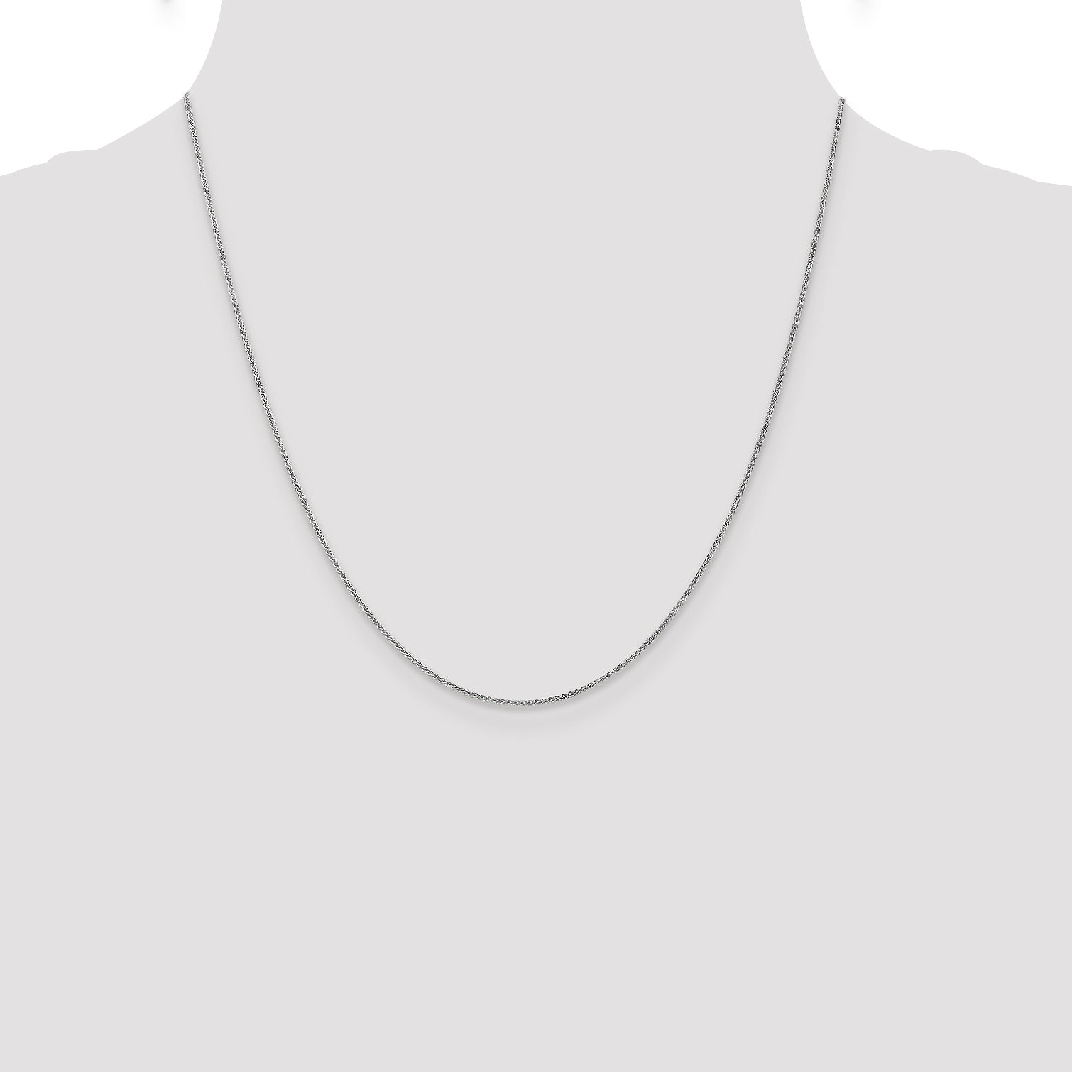 14K White Gold 1.05mm Spiga With Lobster Clasp Chain Necklace
