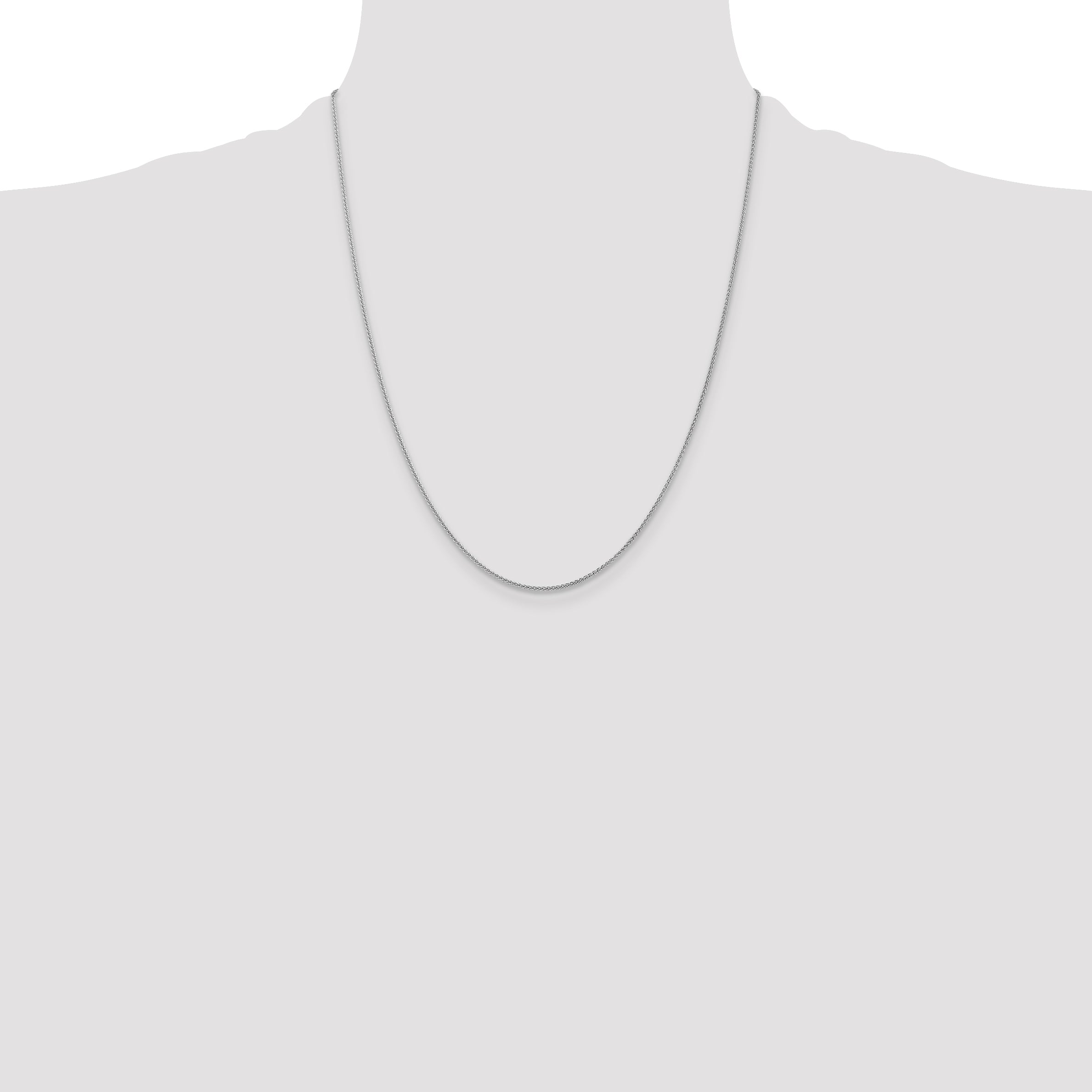 14K White Gold 1.05mm Spiga With Lobster Clasp Chain Necklace