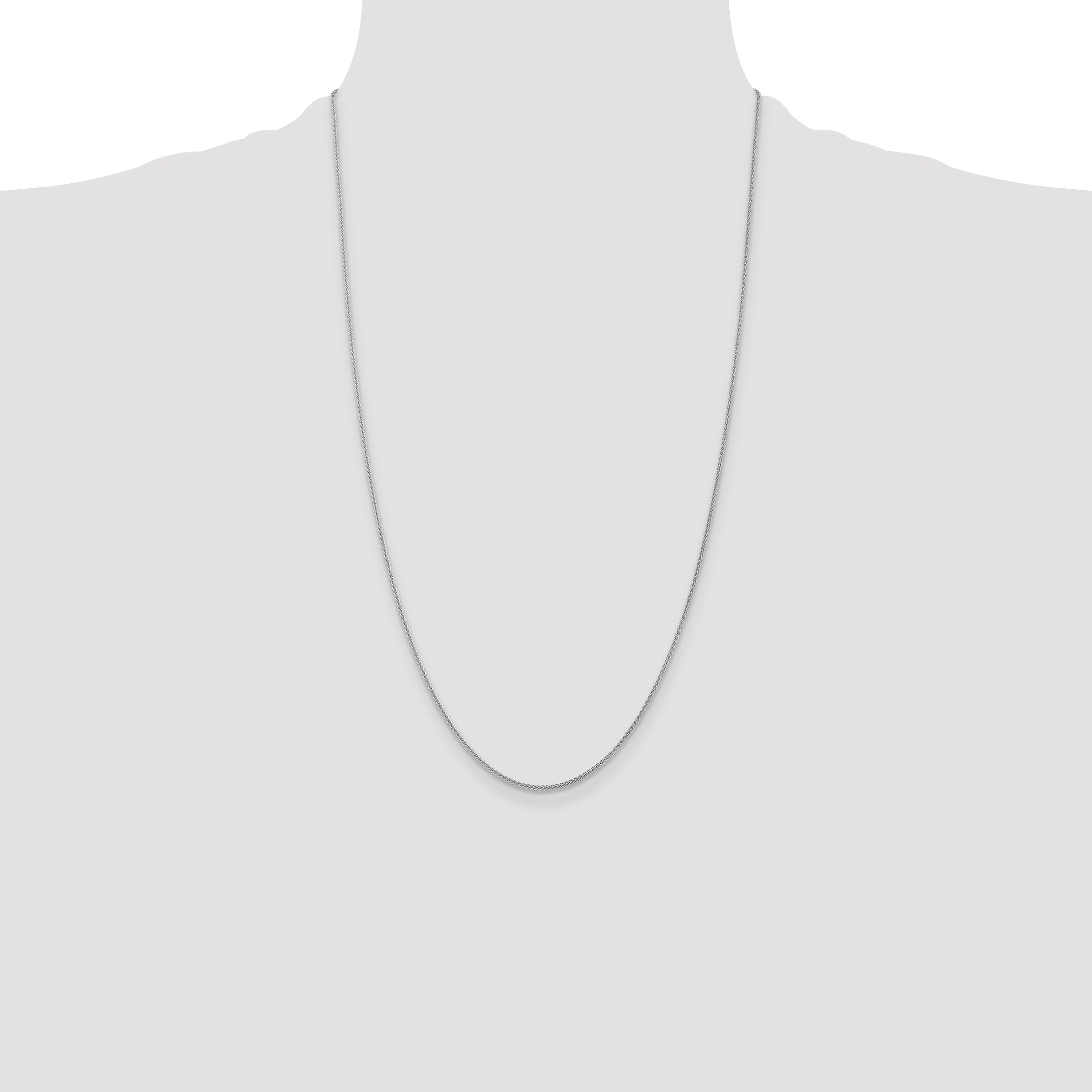 14K White Gold 1.05mm Spiga With Lobster Clasp Chain Necklace