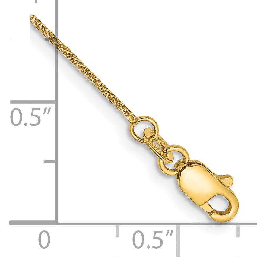 14K Yellow Gold .85mm Spiga With Lobster Clasp Chain Anklet