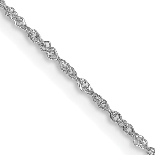 14K White Gold 30 Inch 1mm Singapore With Spring Ring Clasp Chain Necklace