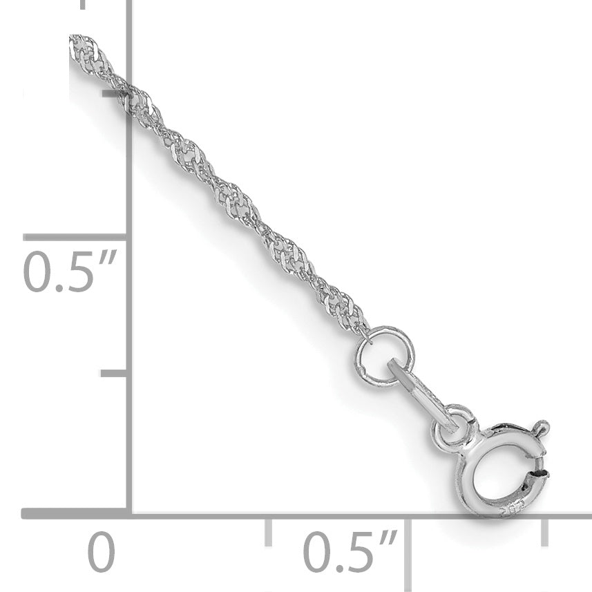 14K White Gold 5.5 Inch 1.10mm Singapore With Spring Ring Clasp Chain Bracelet