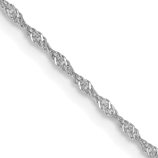 14K White Gold 20 Inch 1.10mm Singapore With Spring Ring Clasp Chain Necklace