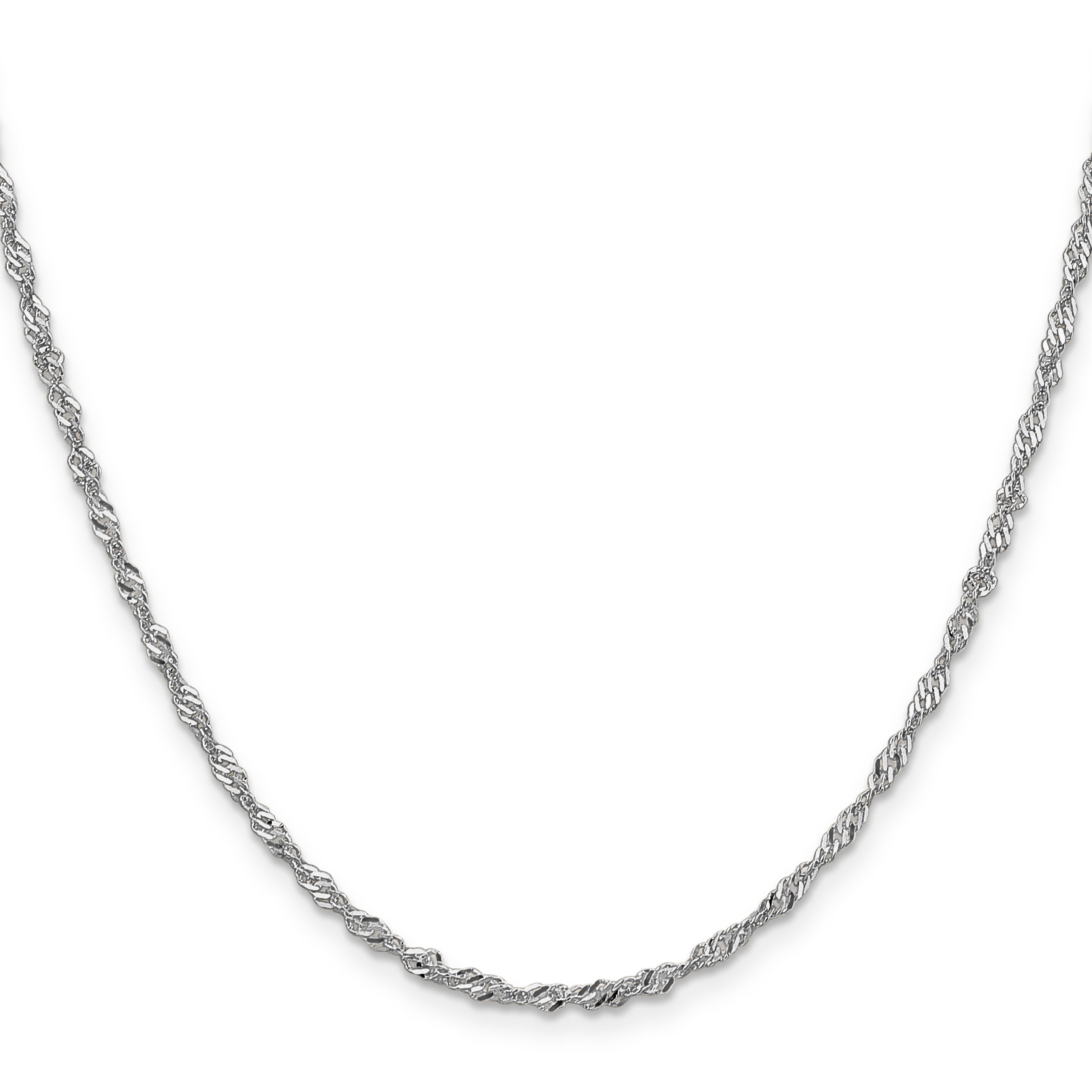 14K White Gold 24 Inch 2.0mm Singapore With Lobster Clasp Chain Necklace