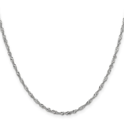 14K White Gold 24 Inch 2.0mm Singapore With Lobster Clasp Chain Necklace