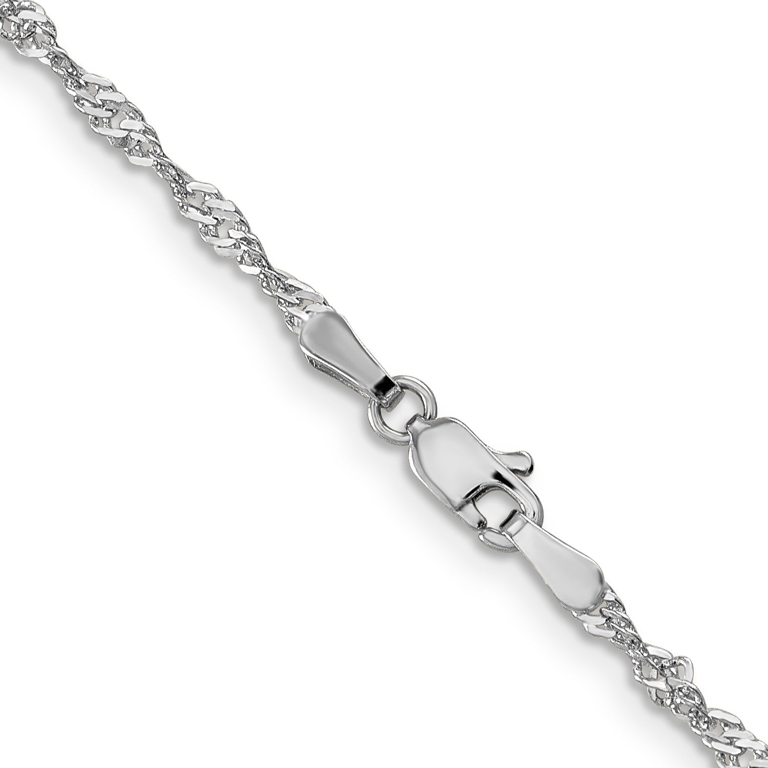 14K White Gold 24 Inch 2.0mm Singapore With Lobster Clasp Chain Necklace