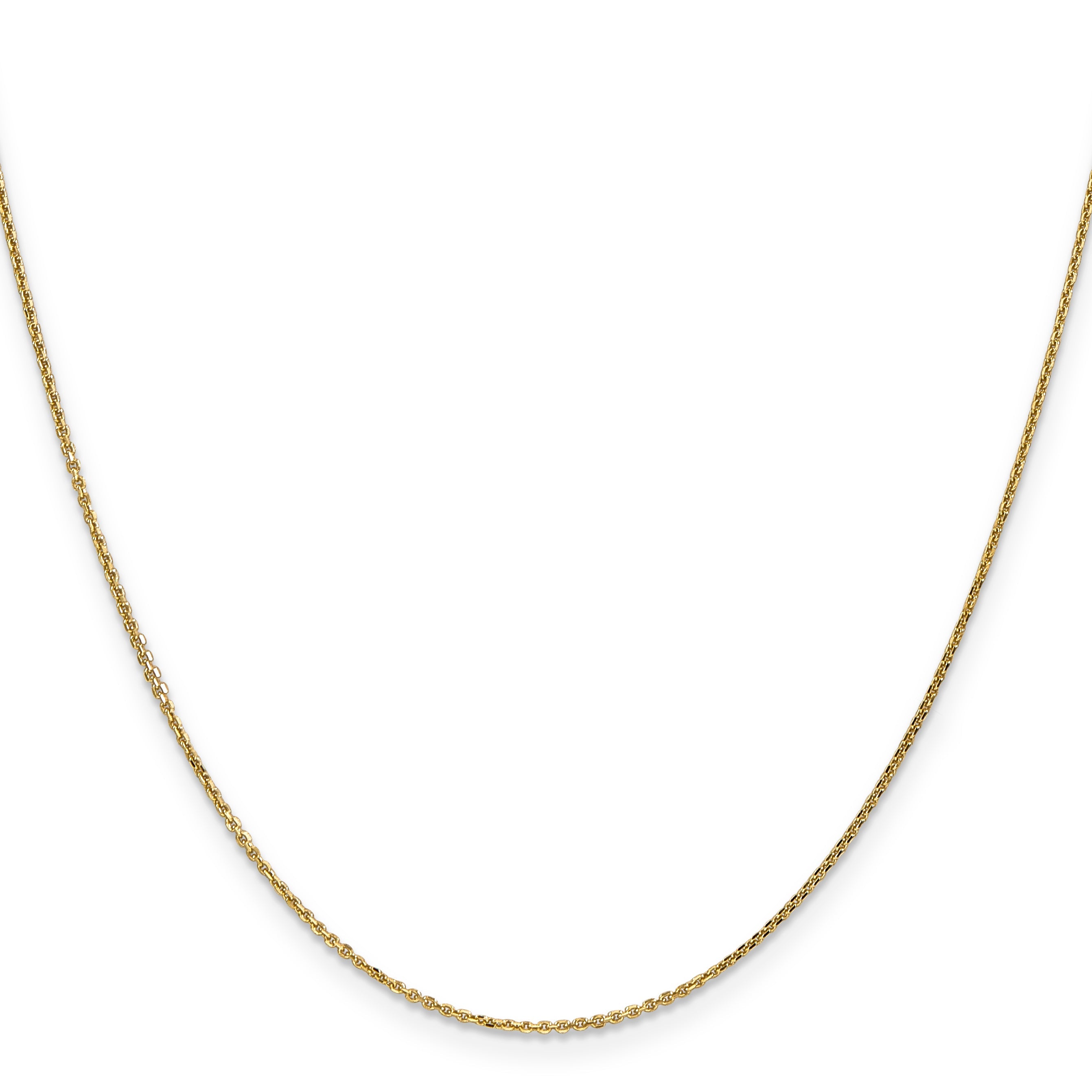 14K Yellow Gold .95mm Diamond-Cut Cable With Lobster Clasp Chain Necklace