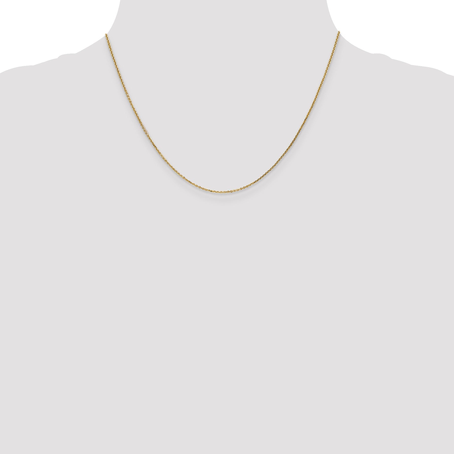 14K Yellow Gold .95mm Diamond-Cut Cable With Lobster Clasp Chain Necklace