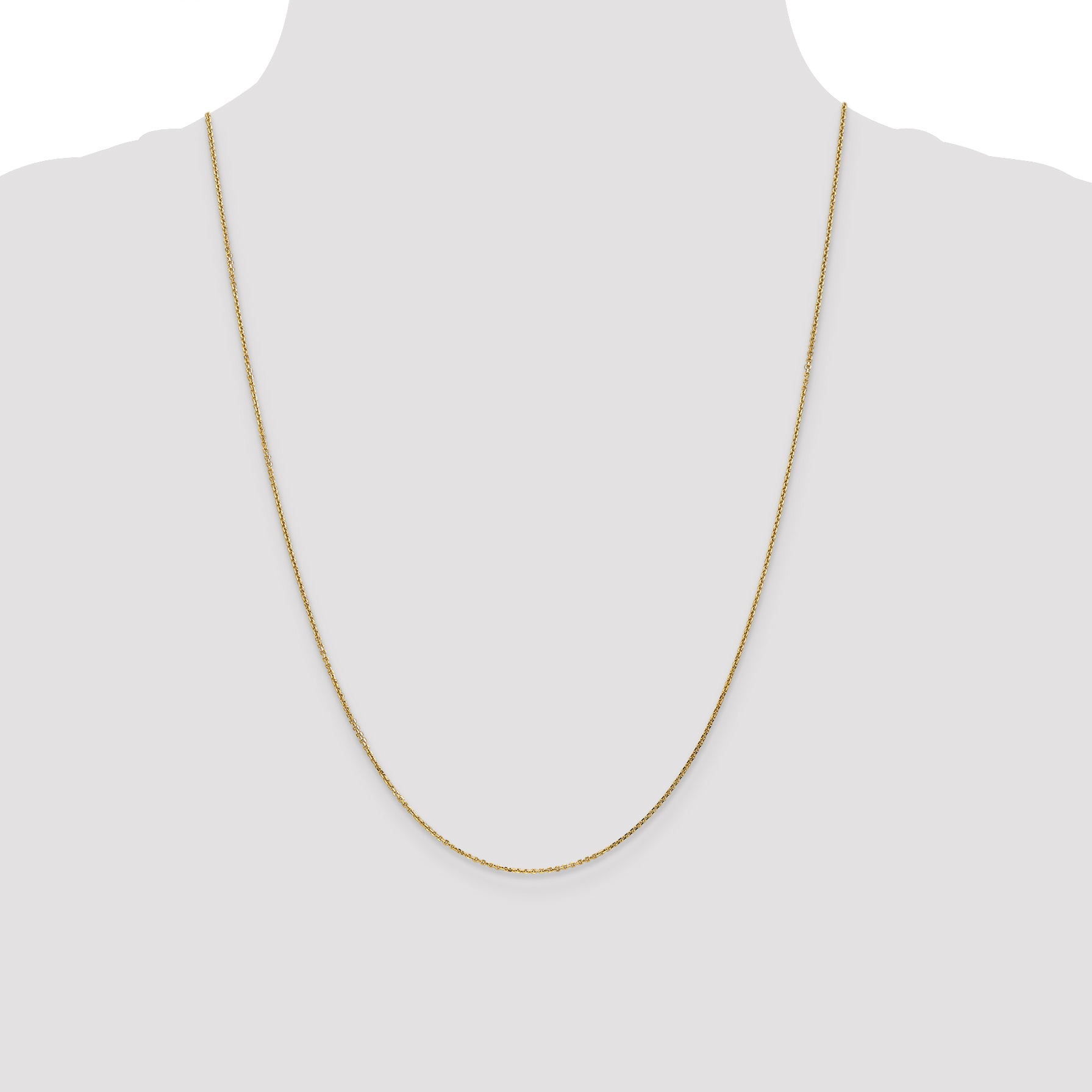14K Yellow Gold .95mm Diamond-Cut Cable With Lobster Clasp Chain Necklace