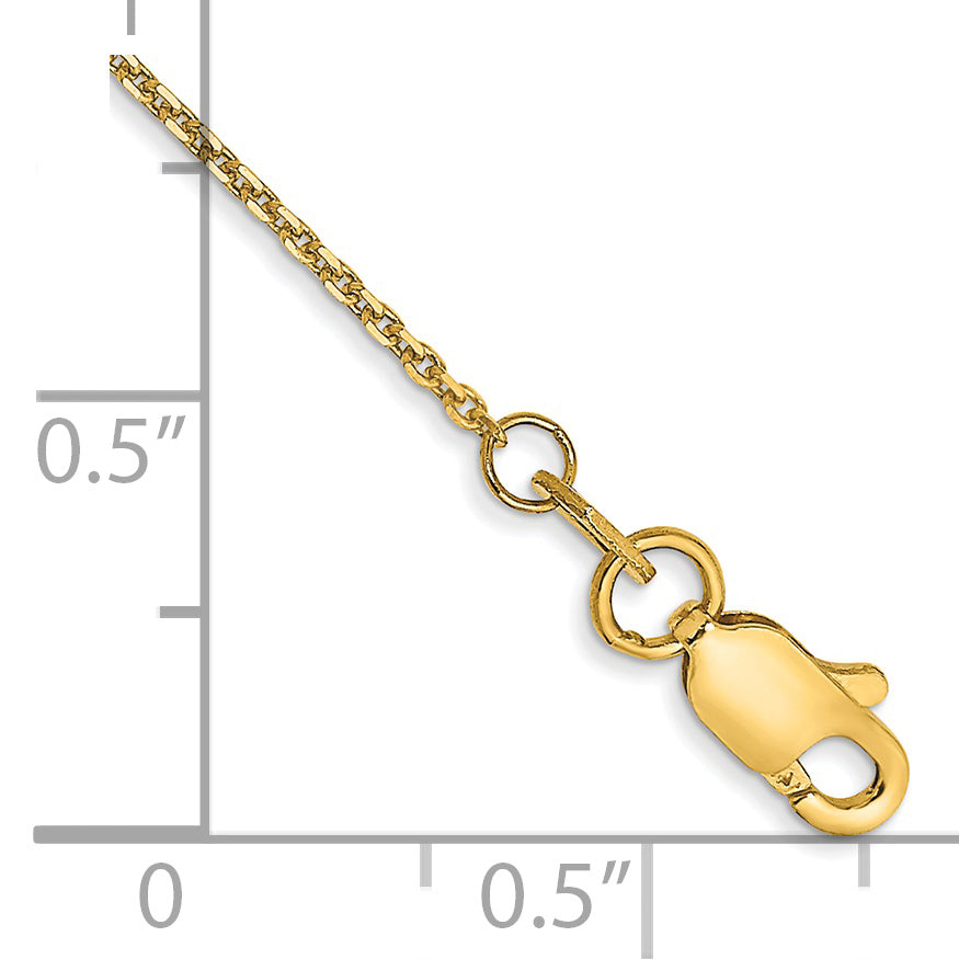 14K Yellow Gold .95mm Diamond-Cut Cable With Lobster Clasp Chain Anklet