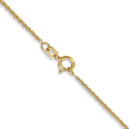 14K Yellow Gold 16 Inch 1.1mm Baby Rope With Spring Ring Clasp Chain Necklace
