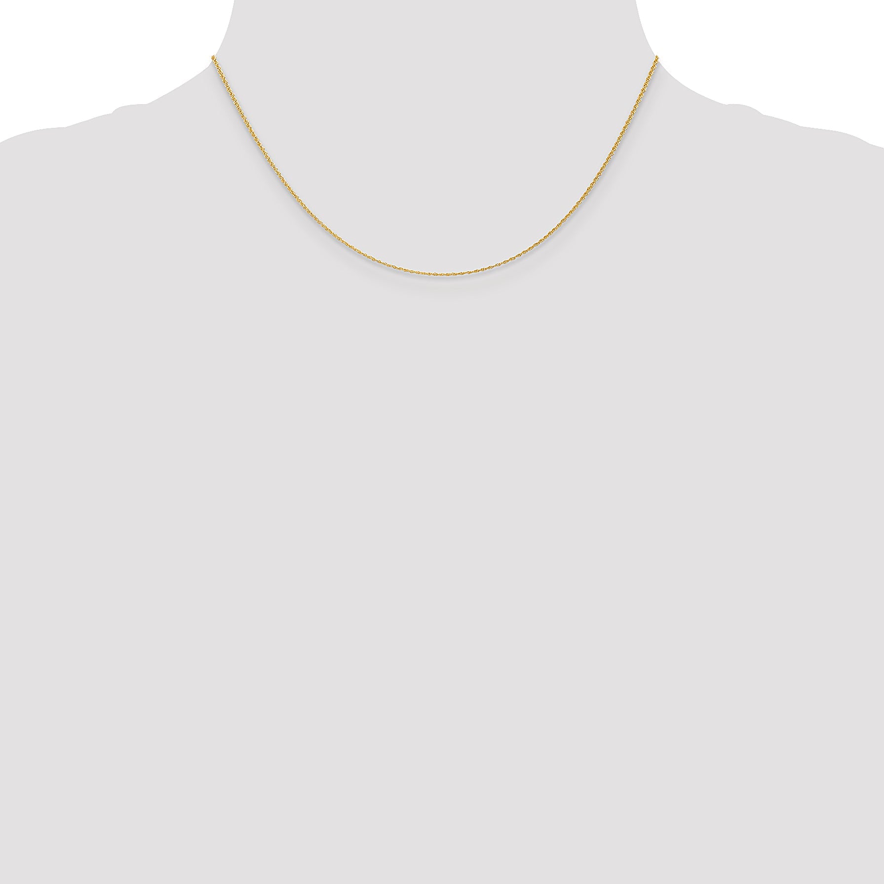 14K Yellow Gold 16 Inch 1.1mm Baby Rope With Spring Ring Clasp Chain Necklace