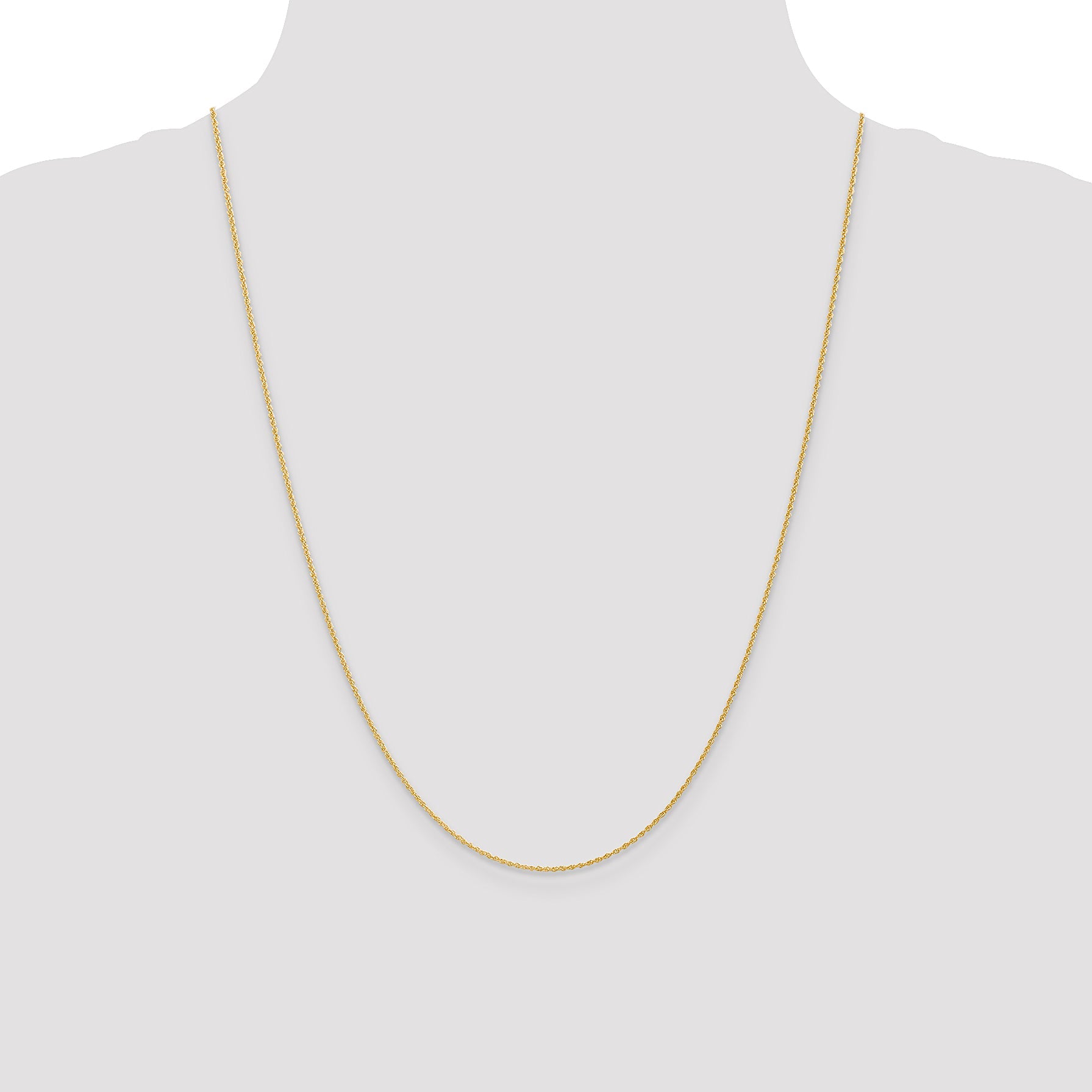 14K Yellow Gold 24 Inch 1.1mm Baby Rope With Spring Ring Clasp Chain Necklace