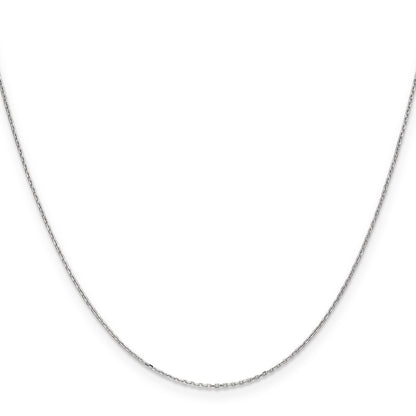 14K White Gold 16 Inch .8mm Diamond-Cut Cable With Spring Ring Clasp Chain Necklace