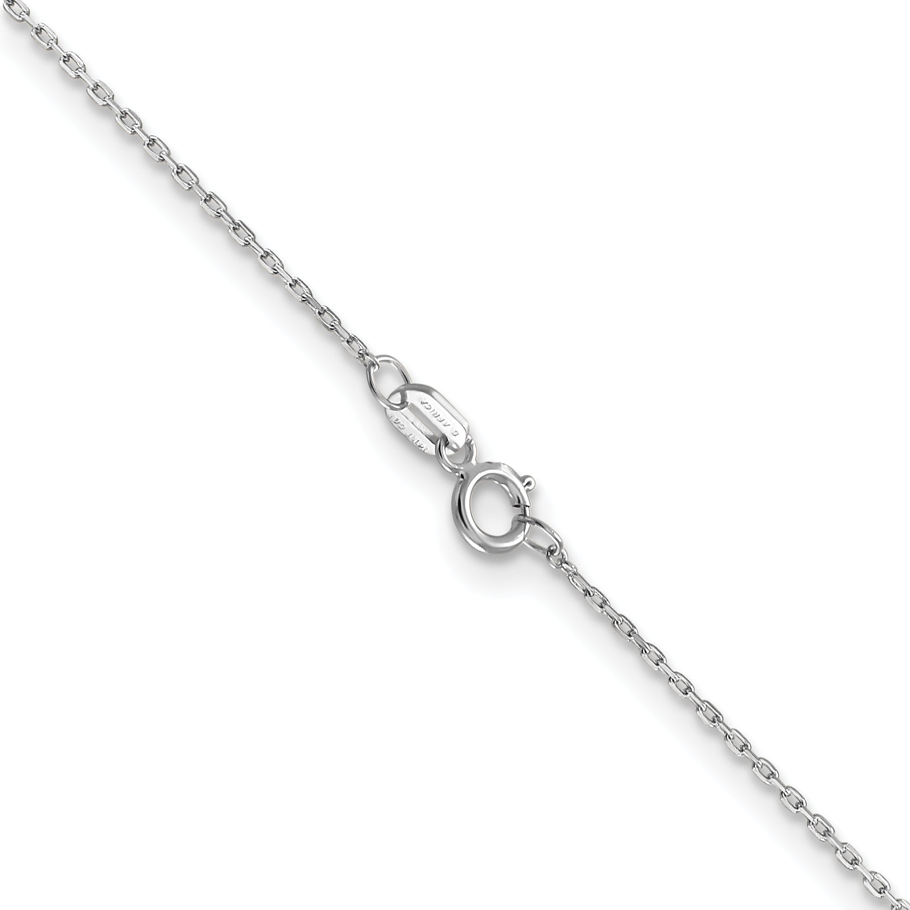 14K White Gold 14 Inch .8mm Diamond-Cut Cable With Spring Ring Clasp Chain Necklace