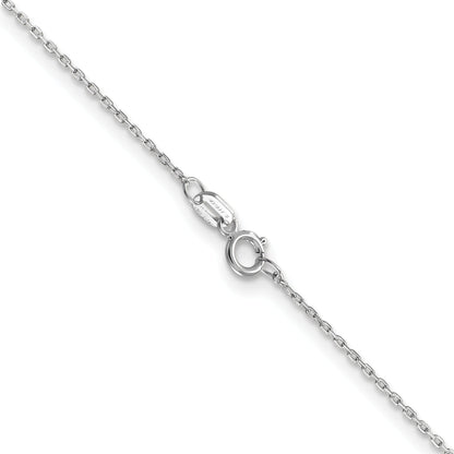 14K White Gold 14 Inch .8mm Diamond-Cut Cable With Spring Ring Clasp Chain Necklace