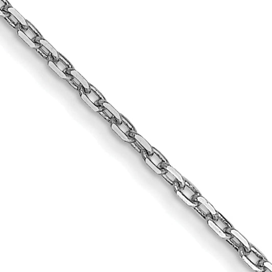 14K White Gold 14 Inch .8mm Diamond-Cut Cable With Spring Ring Clasp Chain Necklace