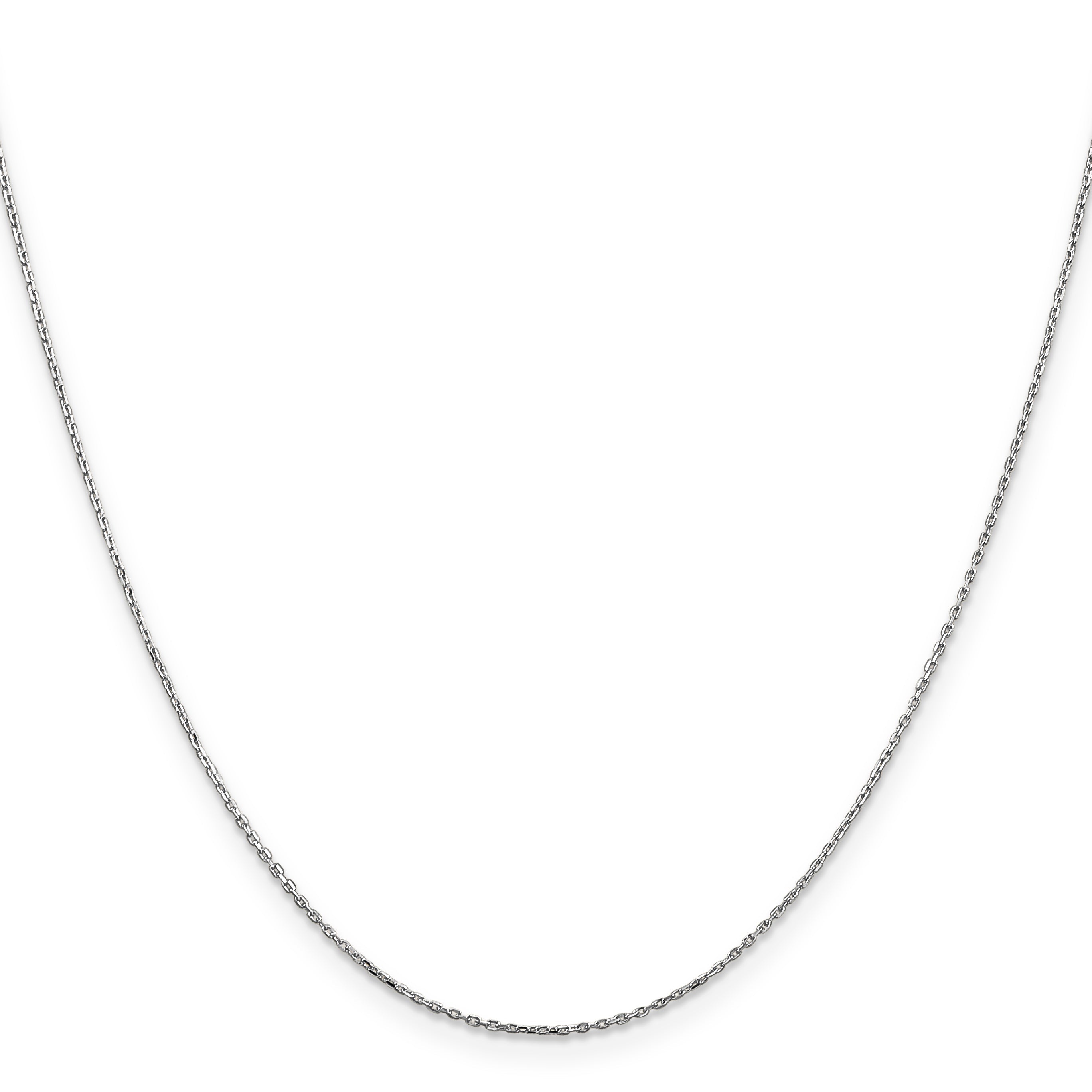 14K White Gold 14 Inch .8mm Diamond-Cut Cable With Lobster Clasp Chain Necklace