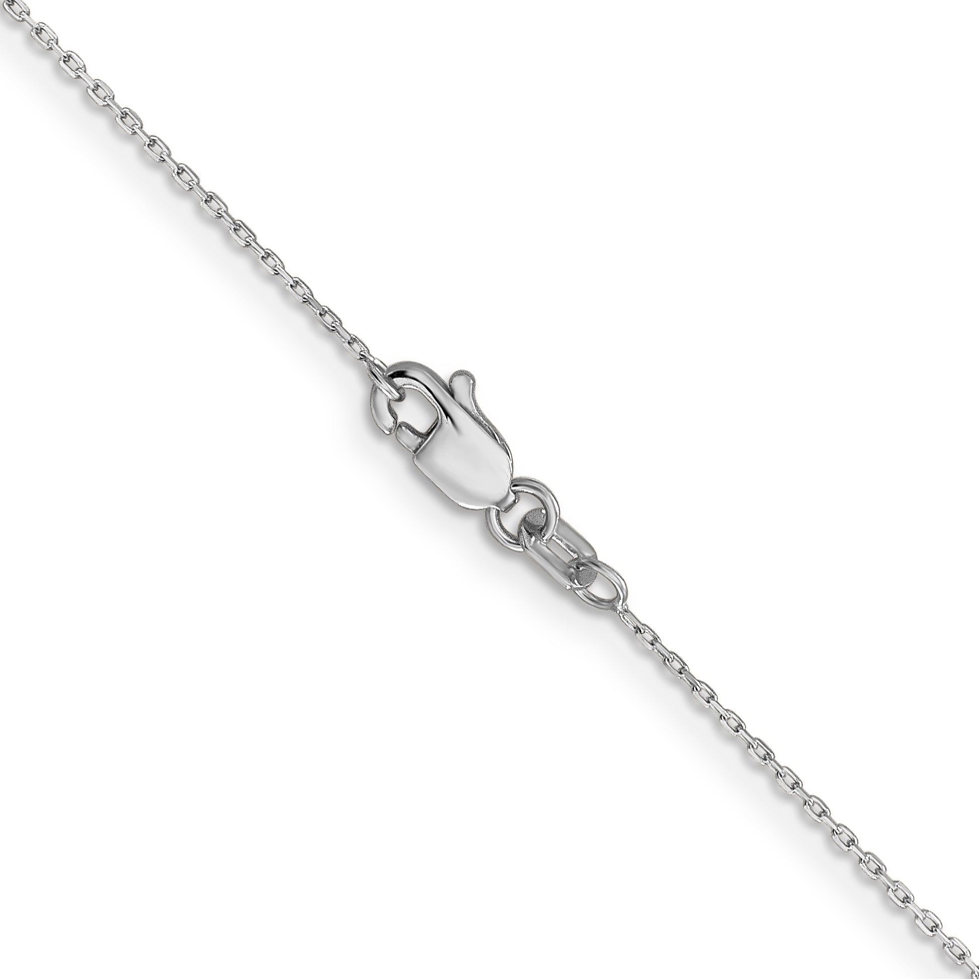 14K White Gold 14 Inch .8mm Diamond-Cut Cable With Lobster Clasp Chain Necklace