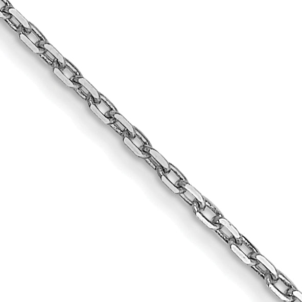 14K White Gold 16 Inch .8mm Diamond-Cut Cable With Spring Ring Clasp Chain Necklace