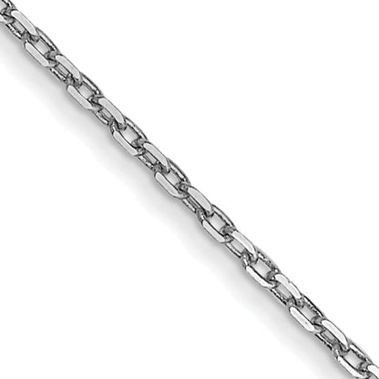 14K White Gold 16 Inch .8mm Diamond-Cut Cable With Spring Ring Clasp Chain Necklace